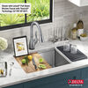 Lavabo de cocina tipo estación de trabajo con un receptáculo de acero inoxidable calibre 16 de 23" de montaje bajo encimera, con reborde WorkFlow™ y accesorios